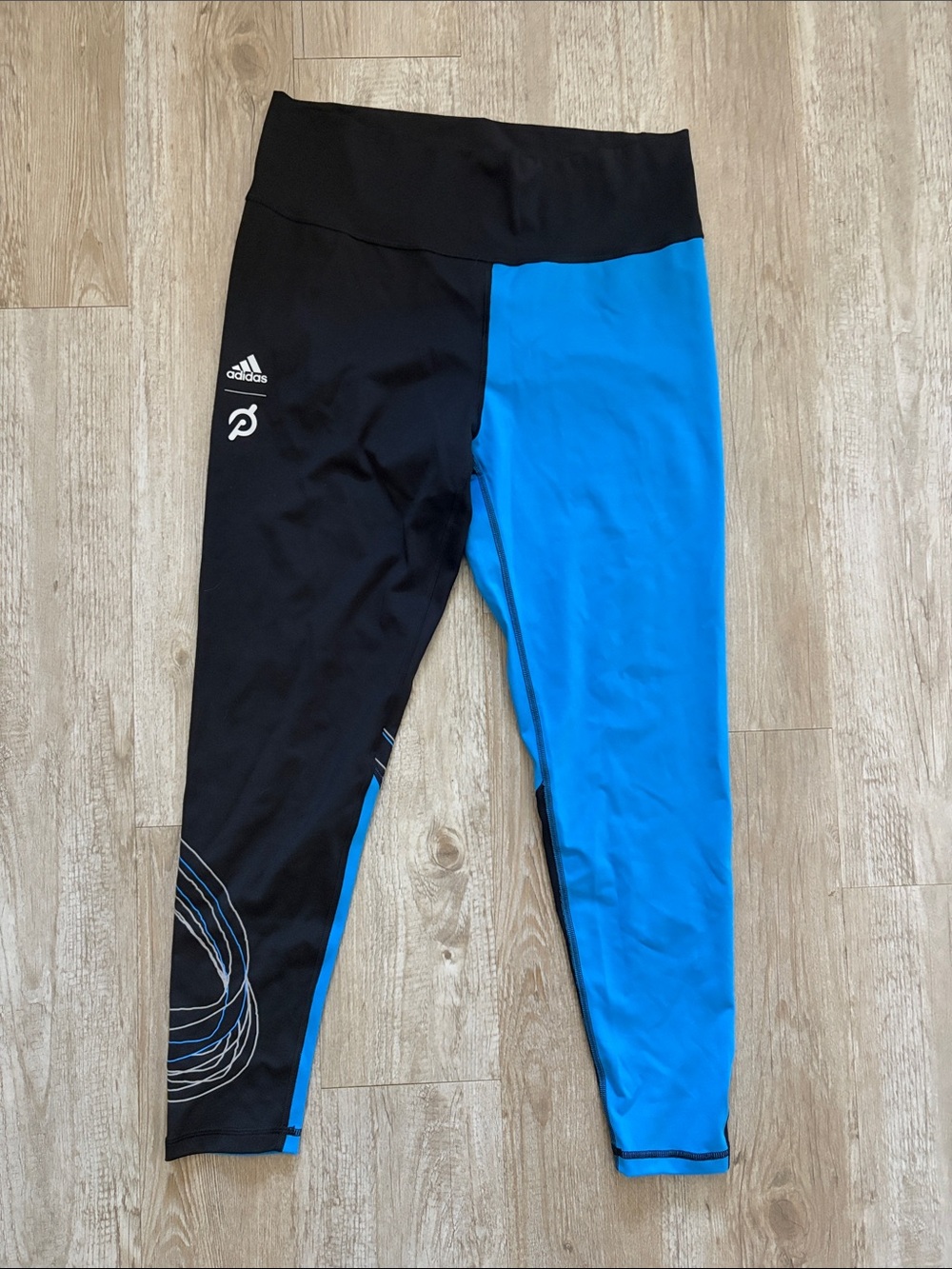 adidas x peleton Black & Bright Blue Colorblock Workout Leggings